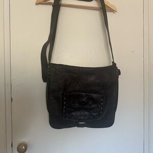 Diesel Black Leather Bag with Canvas Interior